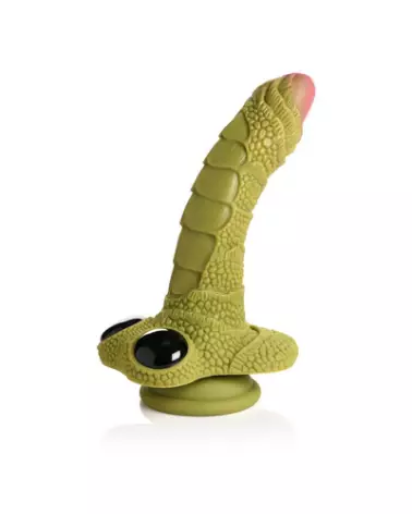 Swamp Monster Scaly Silicone Dildo noir par XR Brands, sextoy à texture écailleuse-1