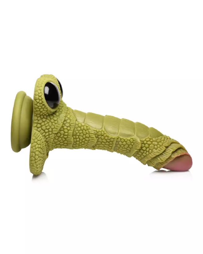 Swamp Monster Scaly Silicone Dildo noir par XR Brands, sextoy à texture écailleuse-3