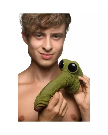 Swamp Monster Scaly Silicone Dildo noir par XR Brands, sextoy à texture écailleuse-7