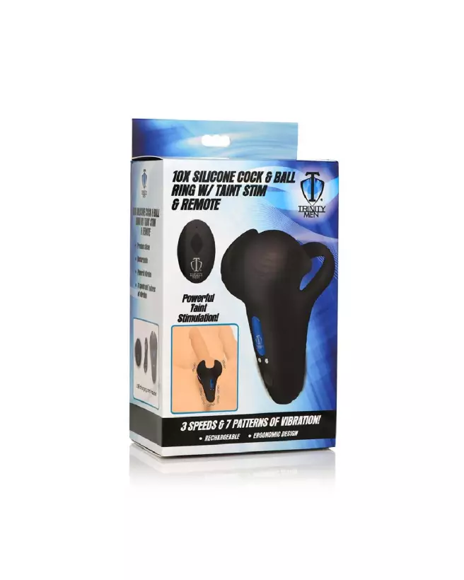 Anneau vibrant en silicone XR Brands avec télécommande pour stimulation-2