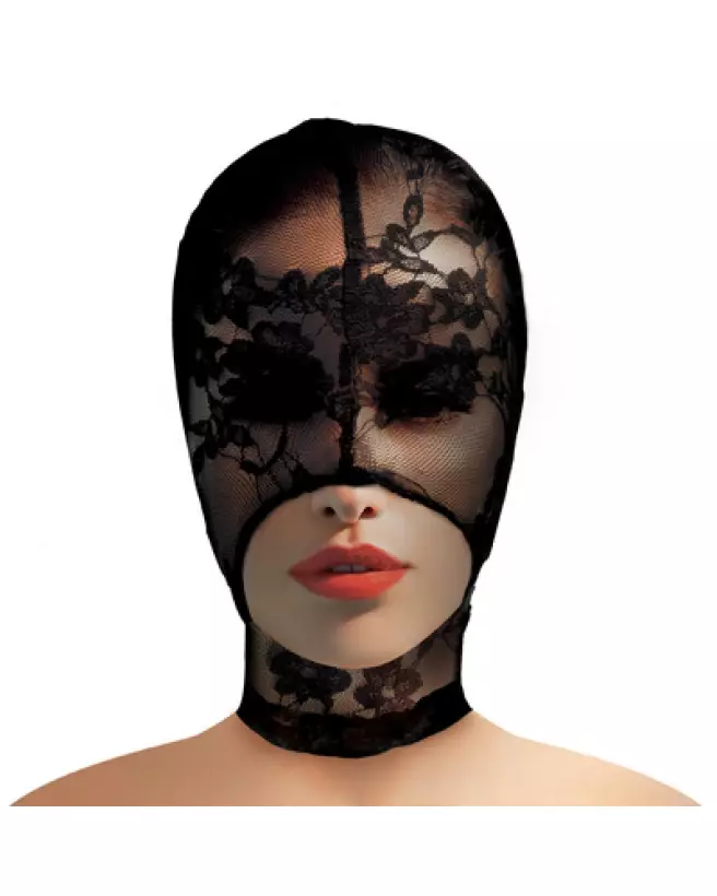 Masque de bondage en dentelle Lace Seduction de XR Brands pour jeux érotiques et soirées thématiques-1