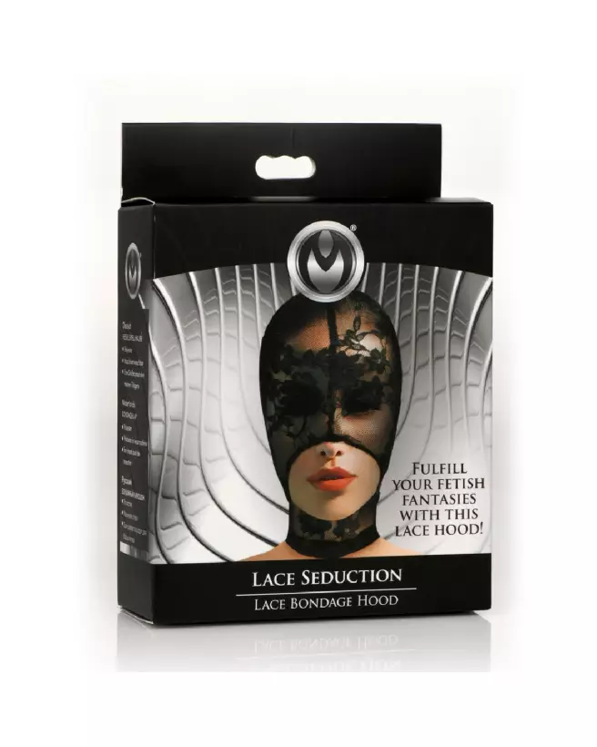 Masque de bondage en dentelle Lace Seduction de XR Brands pour jeux érotiques et soirées thématiques-2