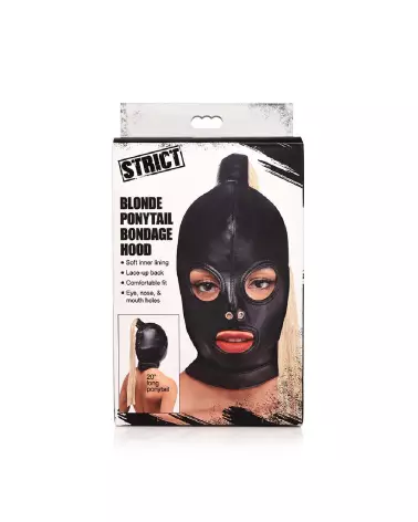Masque de bondage XR Brands avec queue de cheval blonde pour jeux érotiques-2