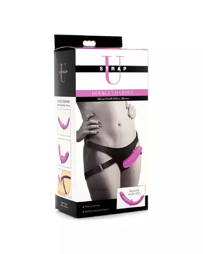 Double Charmer Silicone Double Dildo avec harnais par XR Brands-2