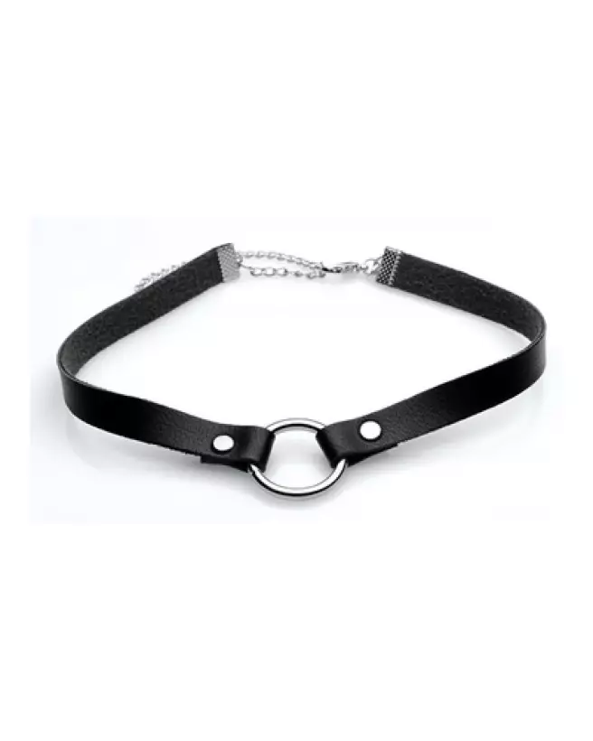 Image du Lush Pet Ring Narrow Choker par XR Brands, choker BDSM en cuir de qualité-1