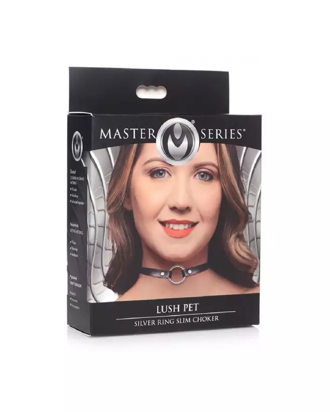 Image du Lush Pet Ring Narrow Choker par XR Brands, choker BDSM en cuir de qualité-2