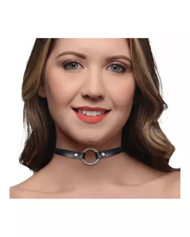 Image du Lush Pet Ring Narrow Choker par XR Brands, choker BDSM en cuir de qualité-3