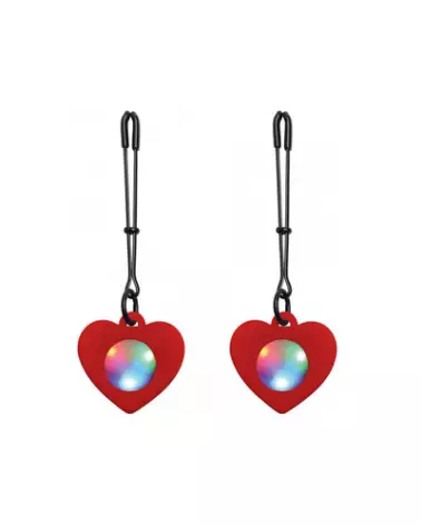 Pinces à tétons lumineuses Heart Tweezers en silicone de XR Brands-1