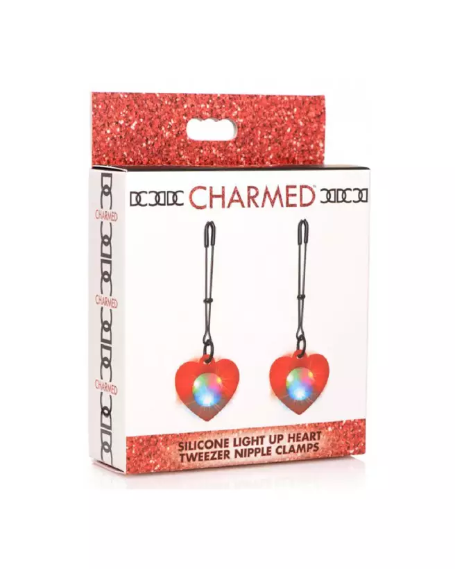 Pinces à tétons lumineuses Heart Tweezers en silicone de XR Brands-2