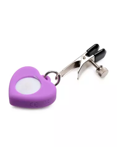 Pinces à tétons lumineuses Silicone Heart de XR Brands pour stimulation érotique et visuelle-4