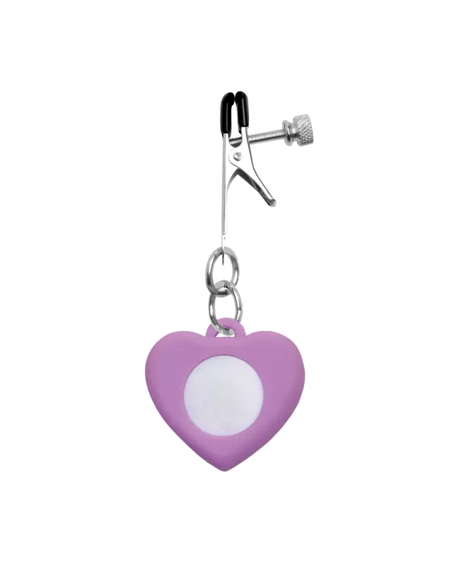 Pinces à tétons lumineuses Silicone Heart de XR Brands pour stimulation érotique et visuelle-6