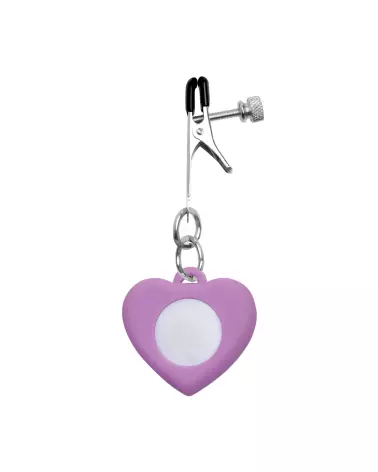Pinces à tétons lumineuses Silicone Heart de XR Brands pour stimulation érotique et visuelle-6