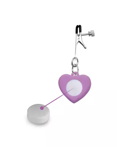 Pinces à tétons lumineuses Silicone Heart de XR Brands pour stimulation érotique et visuelle-7
