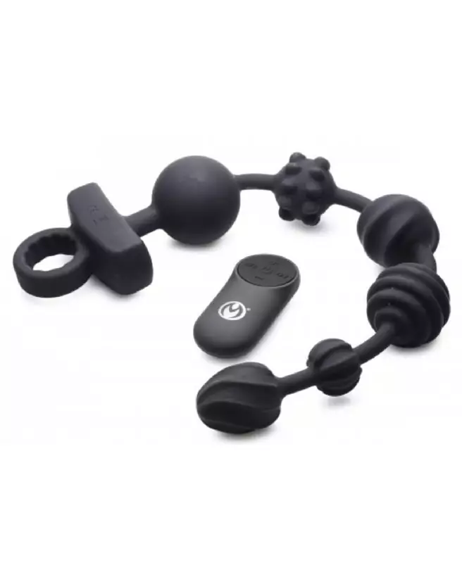 Dark Rattler Anal Beads - Perles Anales Vibrantes avec Télécommande par XR Brands-3