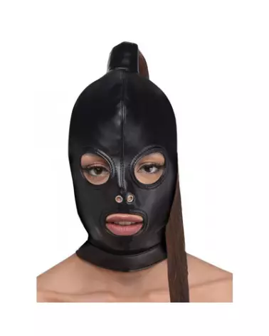 Masque de bondage avec queue de cheval par XR Brands pour jeux BDSM-1