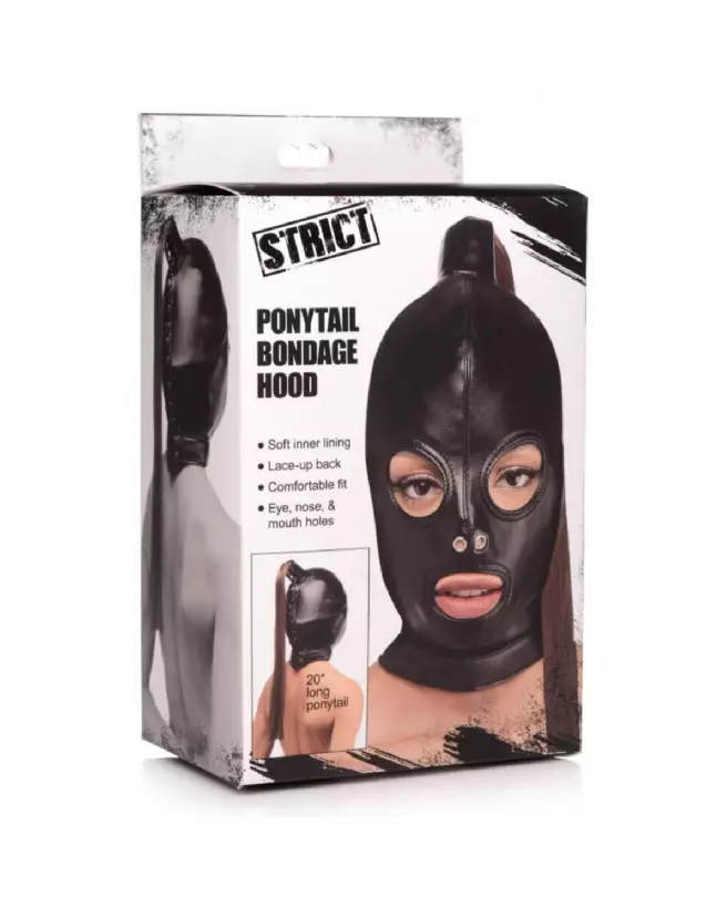 Masque de bondage avec queue de cheval par XR Brands pour jeux BDSM-2