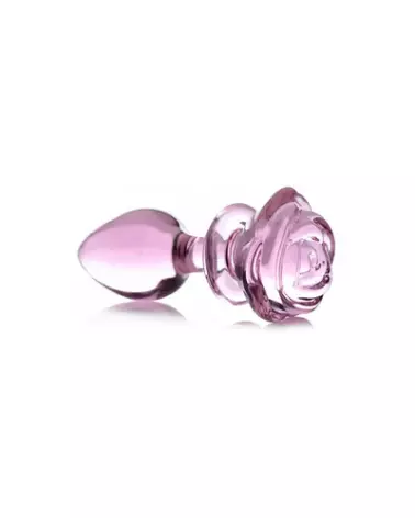 Image du Pink Rose Large Glass Butt Plug par XR Brands - Sextoy en Verre pour Plaisir Anal-1