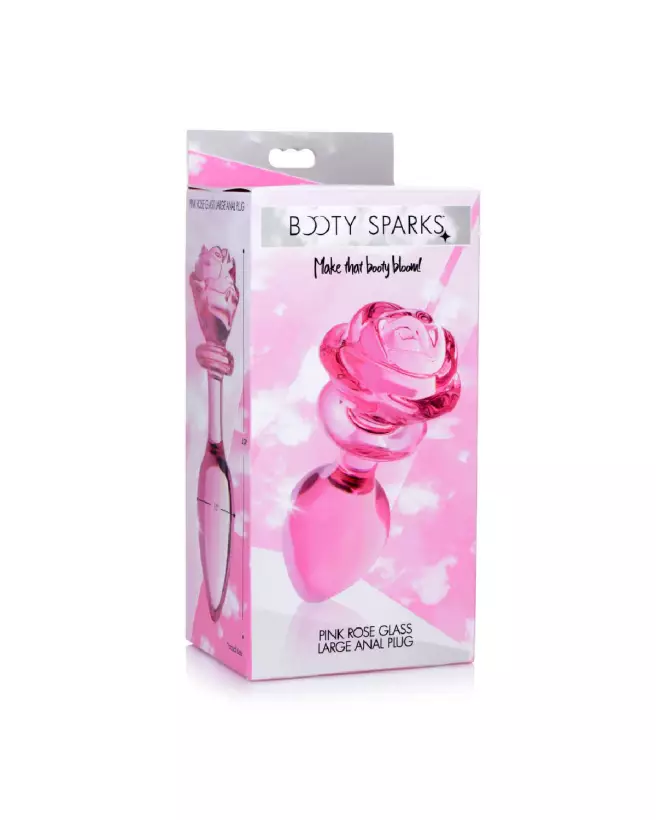 Image du Pink Rose Large Glass Butt Plug par XR Brands - Sextoy en Verre pour Plaisir Anal-2