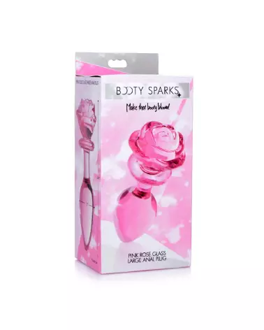 Image du Pink Rose Large Glass Butt Plug par XR Brands - Sextoy en Verre pour Plaisir Anal-2