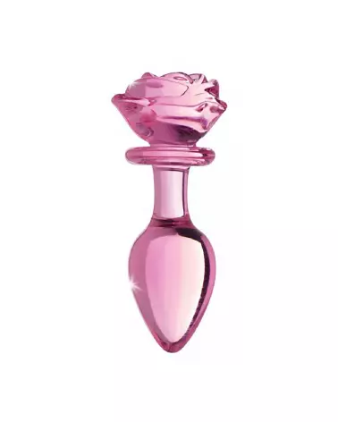 Image du Pink Rose Large Glass Butt Plug par XR Brands - Sextoy en Verre pour Plaisir Anal-3