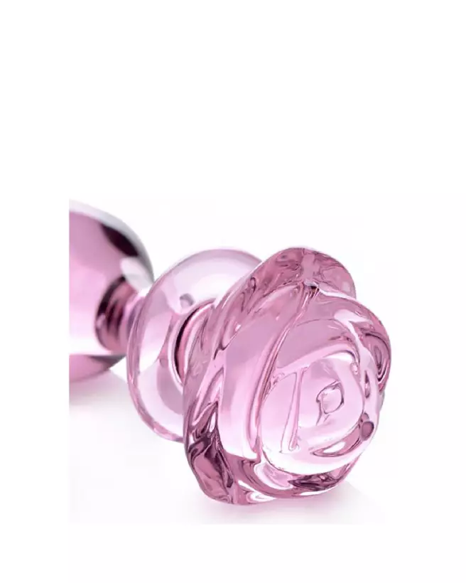 Image du Pink Rose Large Glass Butt Plug par XR Brands - Sextoy en Verre pour Plaisir Anal-5
