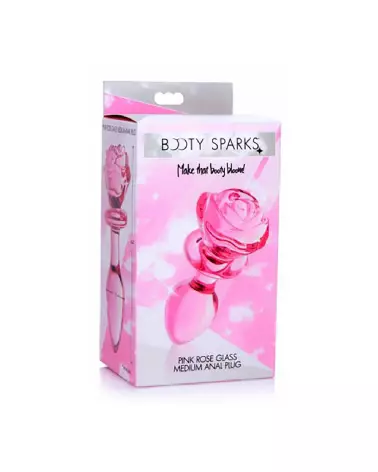 Plug Anal en Verre Pink Rose Medium de XR Brands - Sextoy Luxueux-2