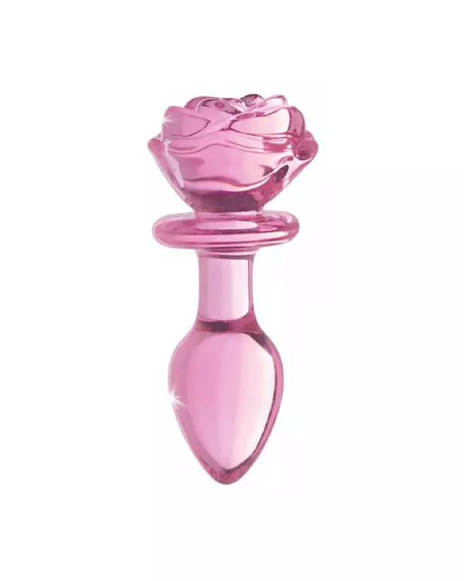 Plug Anal en Verre Pink Rose Medium de XR Brands - Sextoy Luxueux-3