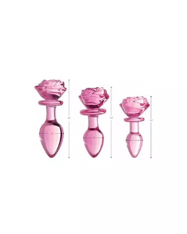 Plug Anal en Verre Pink Rose Medium de XR Brands - Sextoy Luxueux-6
