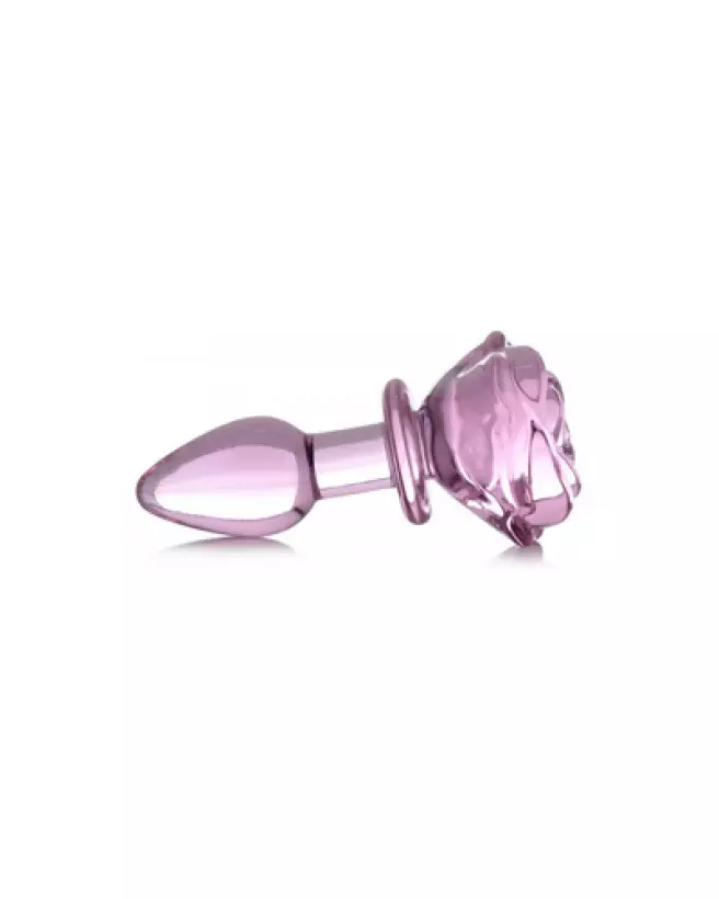 Plug anal en verre Pink Rose de XR Brands, taille petite pour débutants-1
