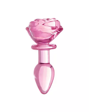 Plug anal en verre Pink Rose de XR Brands, taille petite pour débutants-3