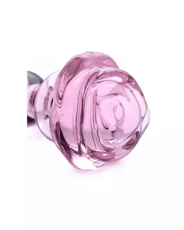 Plug anal en verre Pink Rose de XR Brands, taille petite pour débutants-5