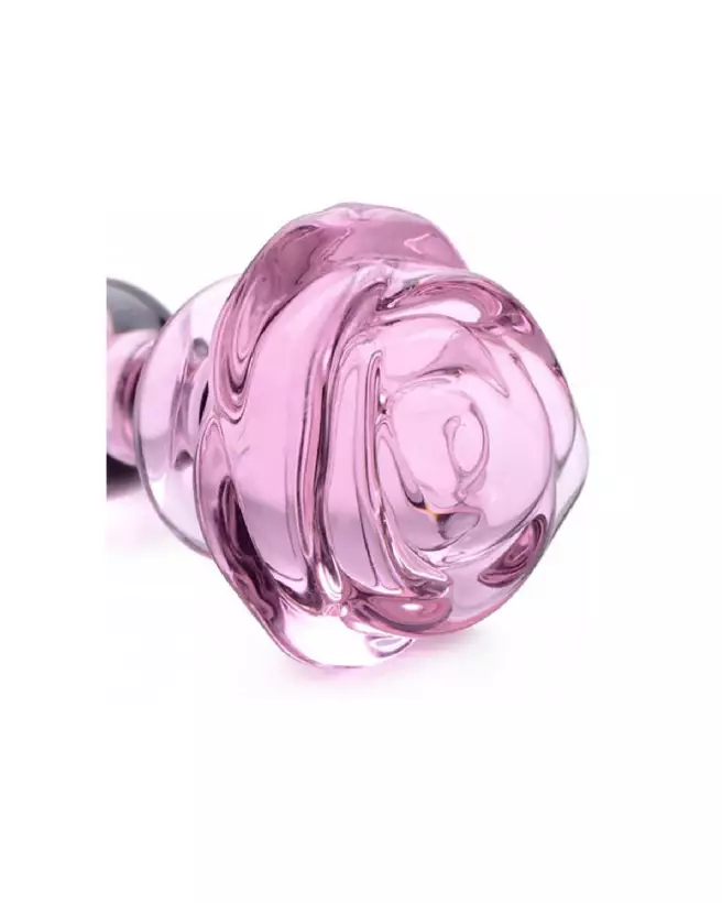 Plug anal en verre Pink Rose de XR Brands, taille petite pour débutants-6