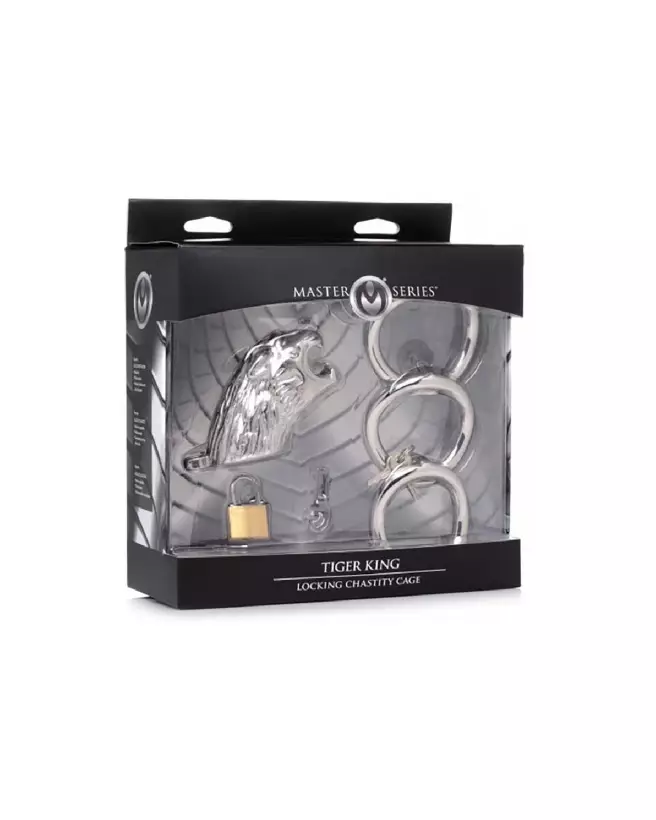 Tiger King Lockable Chastity Cage par XR Brands, cage de chasteté sécurisée pour jeux de domination-2