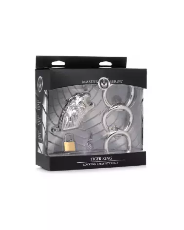 Tiger King Lockable Chastity Cage par XR Brands, cage de chasteté sécurisée pour jeux de domination-2