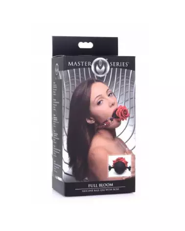 Baillon boule en silicone avec rose par XR Brands pour jeux BDSM-2