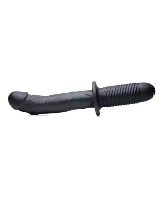 Large Realistic Black Silicone Vibrator with Handle by XR Brands-1