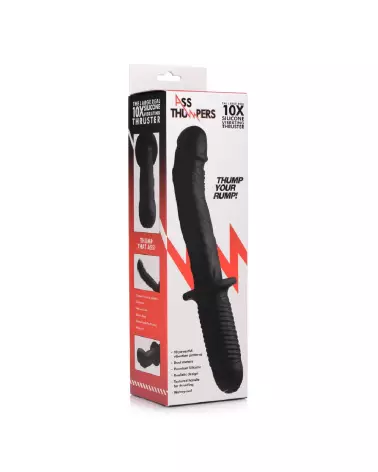 Large Realistic Black Silicone Vibrator with Handle by XR Brands-2