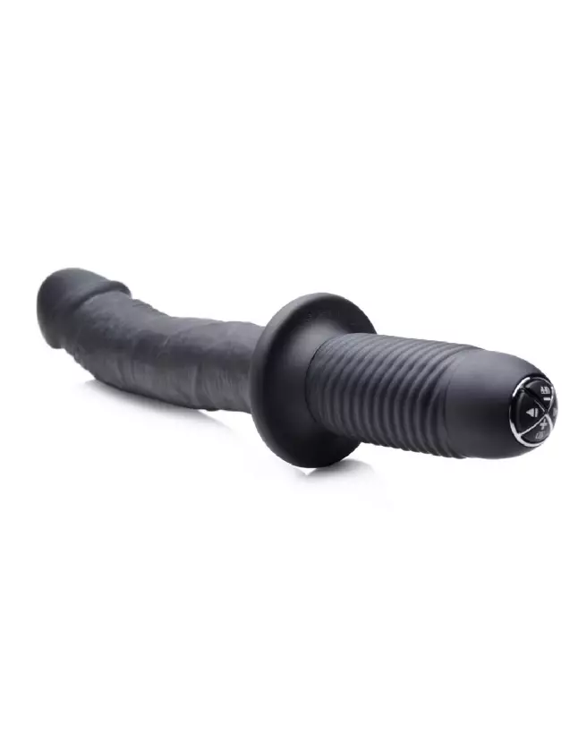 Large Realistic Black Silicone Vibrator with Handle by XR Brands-3