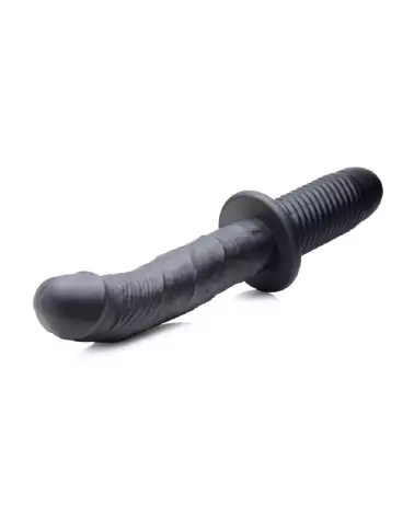 Large Realistic Black Silicone Vibrator with Handle by XR Brands-4