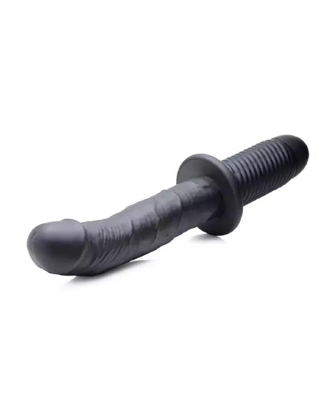 Large Realistic Black Silicone Vibrator with Handle by XR Brands-5