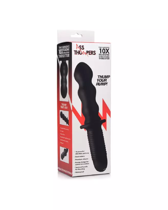 Vibromasseur noir en silicone avec poignée The Groove de XR Brands-2