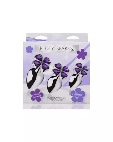 Set de Plugs Anal Violet Flower par XR Brands, Bijoux Anal avec Fleurs Violettes-2