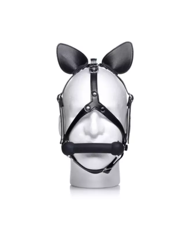 Harnais tête de poney Dark Horse avec mors en silicone par XR Brands-1
