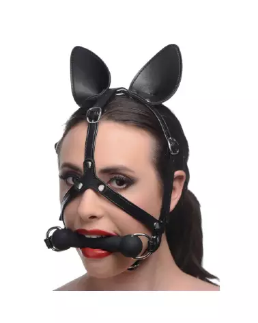Harnais tête de poney Dark Horse avec mors en silicone par XR Brands-5