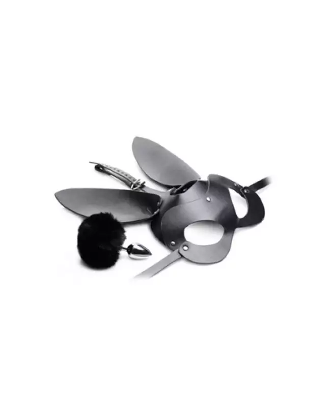 Set Bunny Tail XR Brands avec plug anal et masque pour jeux érotiques-1