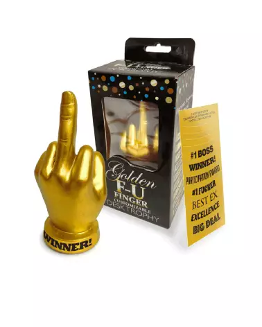 Image du Trophée Golden F-U Finger par Little Genie Productions, cadeau humoristique parfait-3