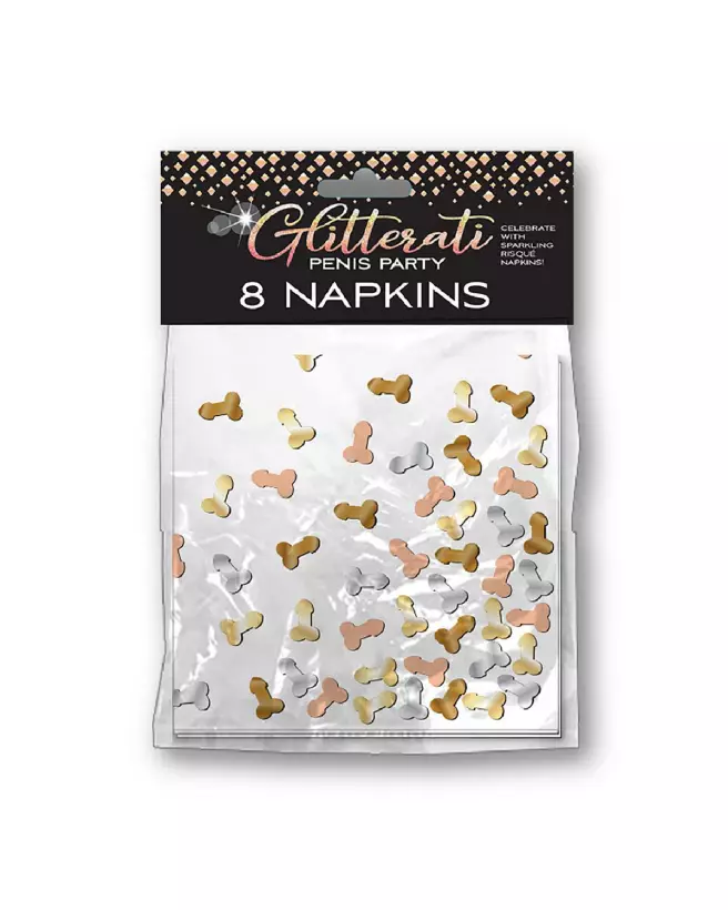 Napkins Glitterati Penis pour EVJF par Little Genie, accessoires de fête uniques-2