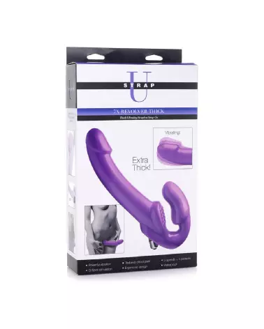 Image du Revolver Thick Vibrating Strapless Strap-On de XR Brands, gode ceinture vibrant sans harnais-2
