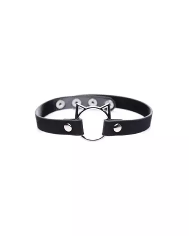 Choker Kinky Kitty Ring en cuir PU noir par XR Brands-3