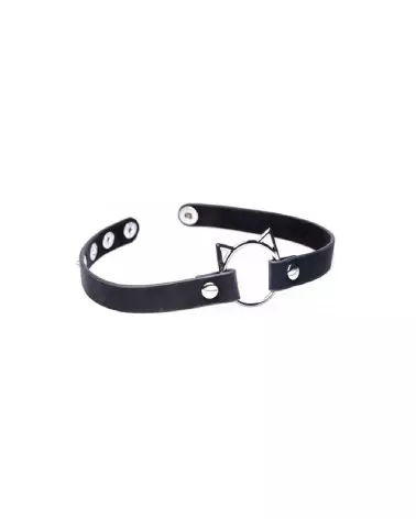Choker Kinky Kitty Ring en cuir PU noir par XR Brands-4